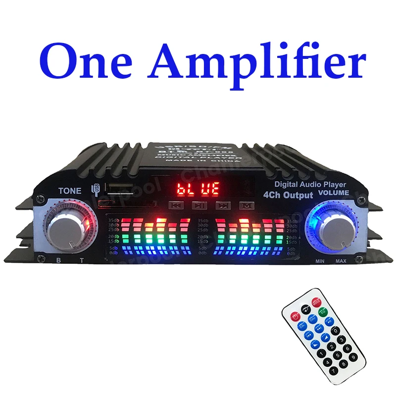 1600W moc szczytowa wzmacniacz dźwięku HiFi cyfrowy 4-kanałowy wzmacniacz audio Bluetooth odtwarzacz karaoke radio FM obsługa pilota: Czerwony