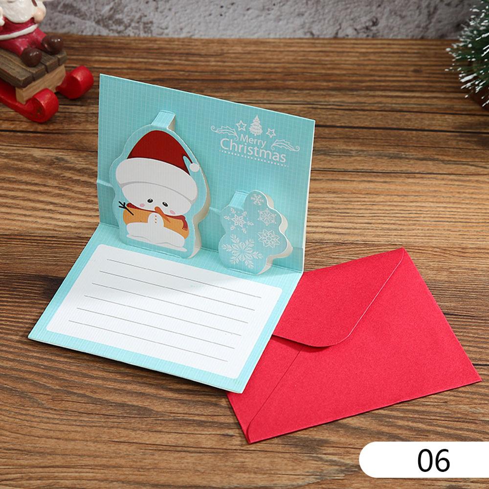 Joyeux noël bonhomme de neige cartes de bénédiction 3D dessin animé enfants Mini belle bonne année carte de voeux avec enveloppe carte postale: style5