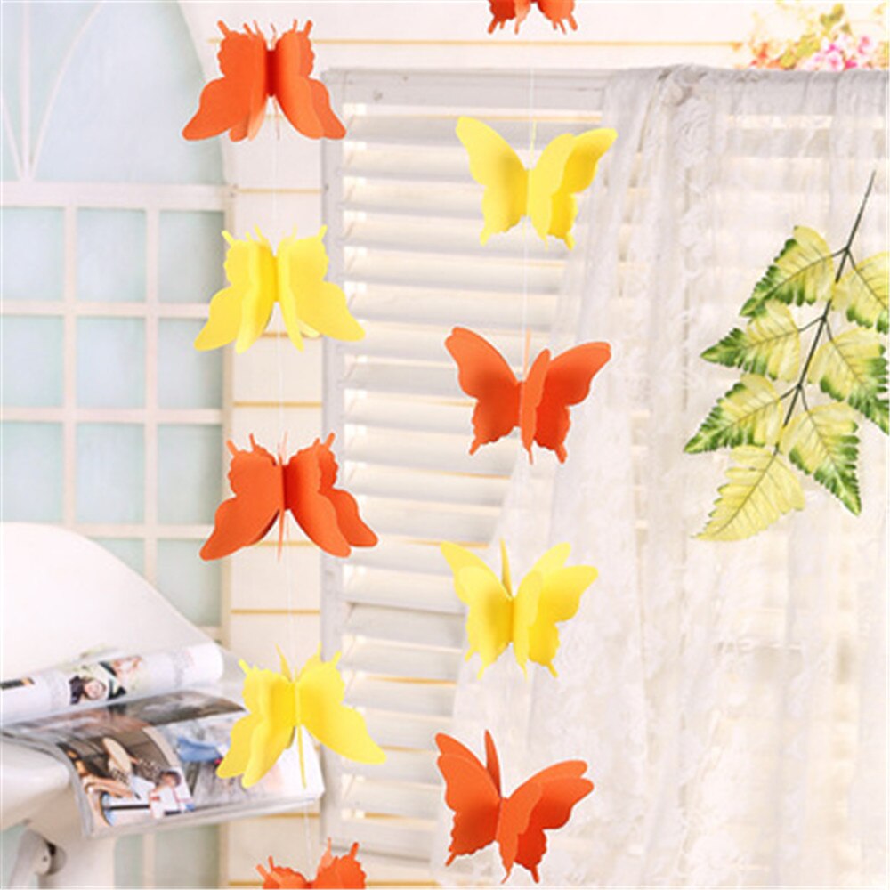 3D Paper Butterfly Garland Buntings for Wedding Party Birthday Festival Diy Banner Hanging Decorations 3D Paper Butterfly String: orange