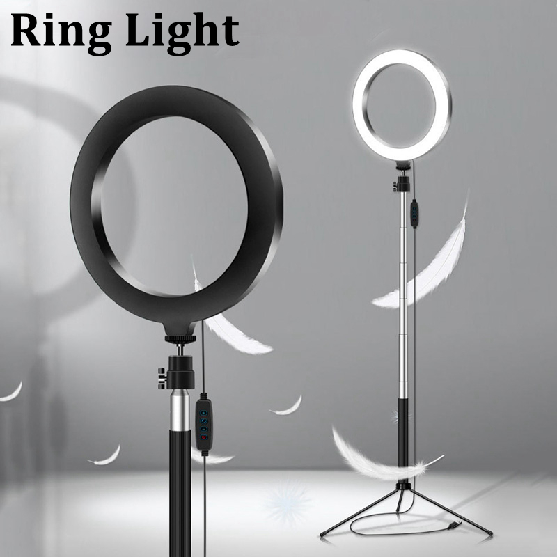 20CM LED Ring Light Photography Photo Ring Fill Light With Tripod Stand For Cell Phone Ring Lamp Ringlight Remote Dimmable