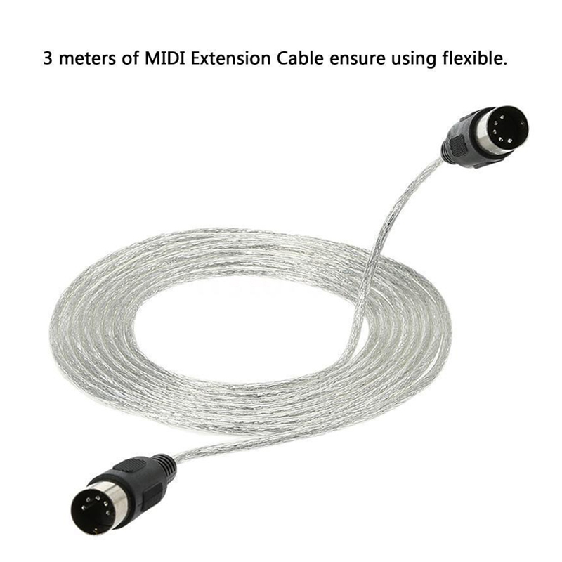 Cable de extensión MIDI 3M/9.8FT macho a macho DIN 5 pines Cable de extensión de instrumento musical conector de línea de teclado musical