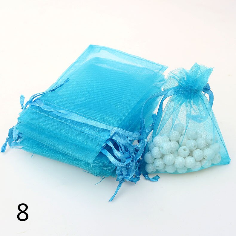 7x9CM Sheer Organza Bags Drawable Jewelry Pouch Packaging Bag Candy Bag for Wedding Prom Party Decor 50pcs/set: 8