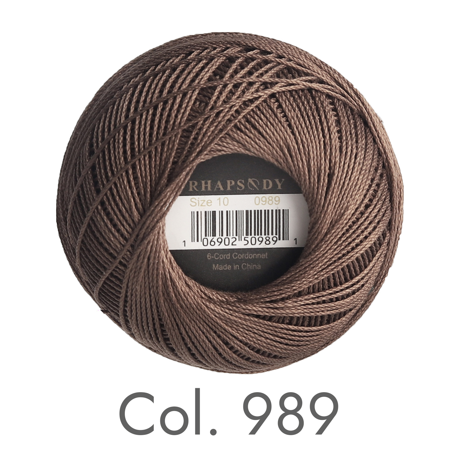 Rhapsodie Häkelgarn, verschiedene Farben, Größe 10, betroffen, 100 % reine ägyptische Baumwolle, mehrfarbig, 10 bunte Farben, 122 Meter: Braun