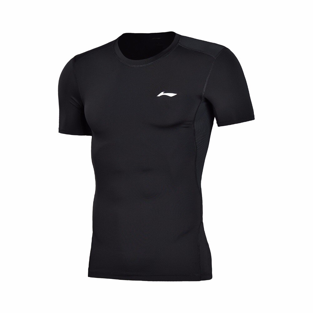 Li-ning mænd trænings t-shirt lag slim fit hurtigtørrende åndbart for komfort sports t-shirt toppe audn 015 cjfm 18