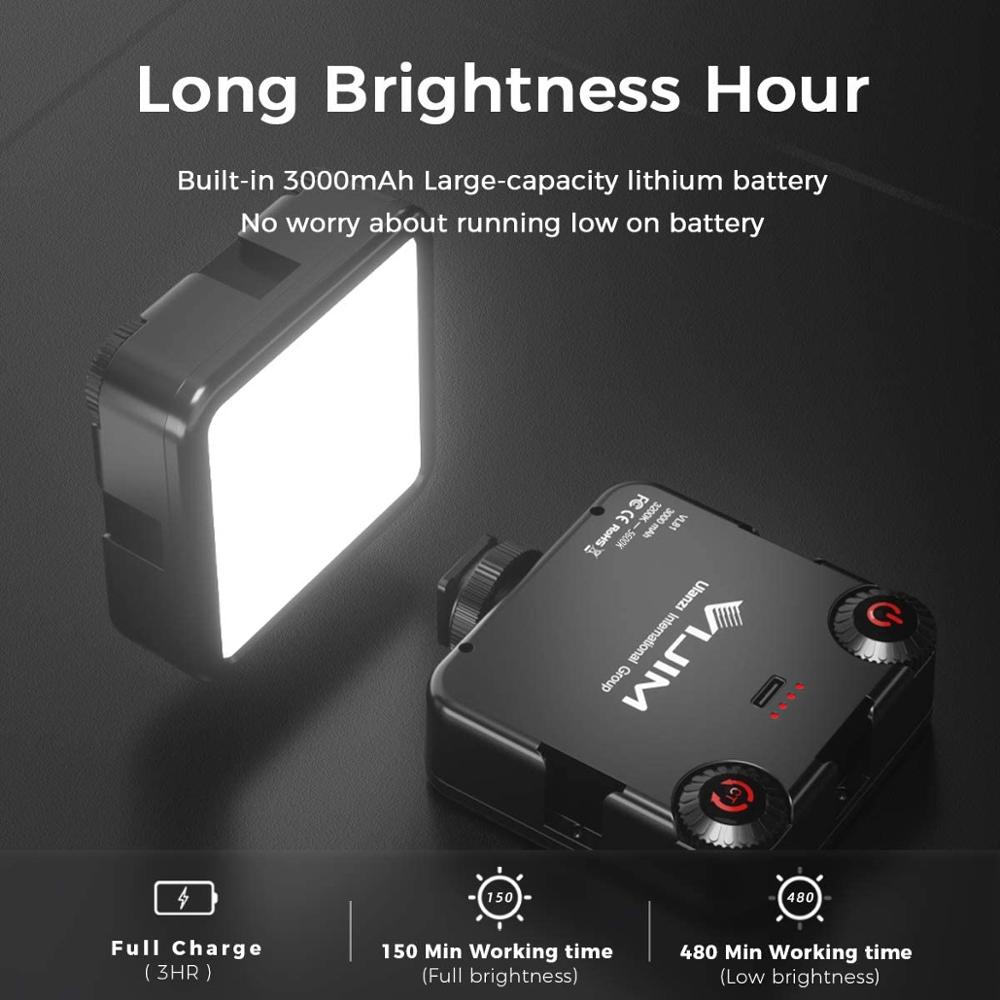 VIJIM VL81 LED Video Light Mini Rechargeable 3000mAh CRI95+ Dimmable 3200-5600K LED Fill Light for DSLR Camera Smartphone GoPro