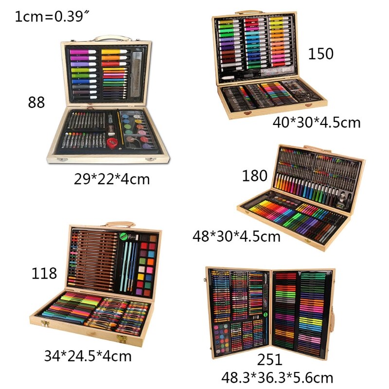 Children's Brush Set Wooden Box Kindergarten Painting Tools Art Supplies