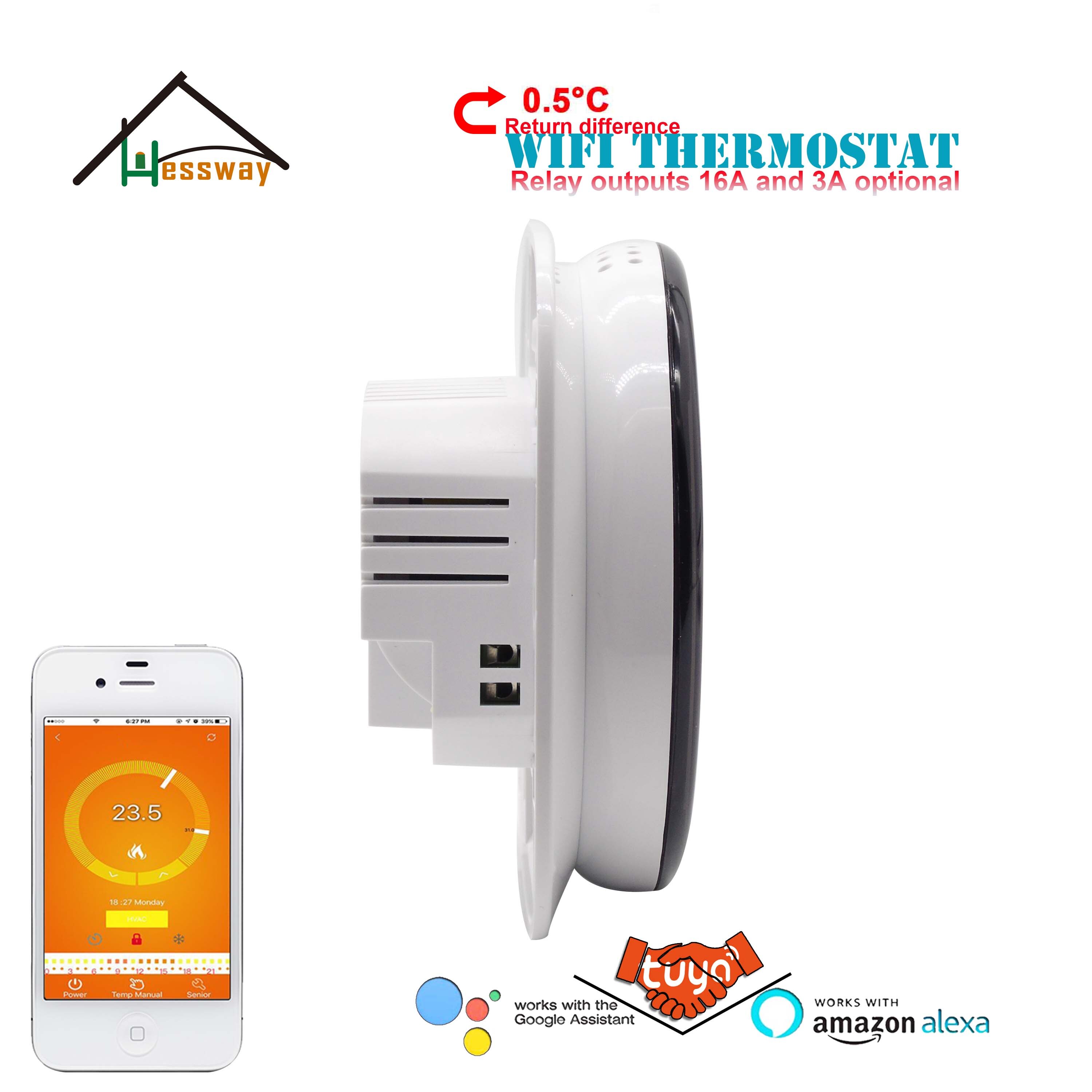 HESSWAY TUYA, termostato digital inteligente WIFI, Interruptor de control de temperatura para la calefacción y el agua