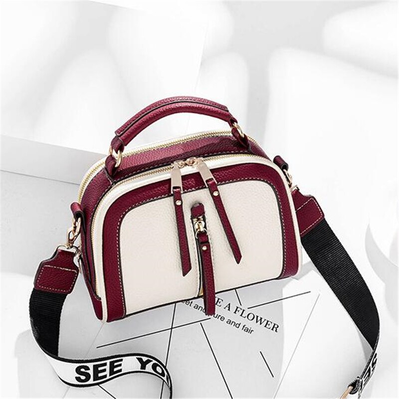 Small Contrast Color Top-Handle Bag Women Crossbody Bags Phone Purse Single Shoulder Zipper PU Leather Bags