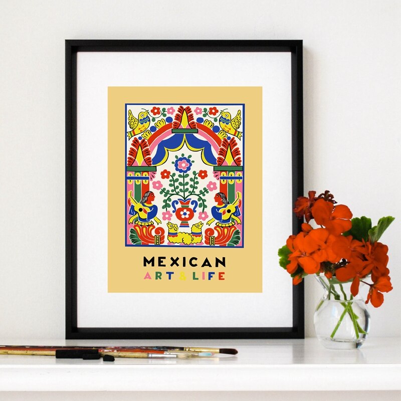 Mexicaanse Kunst En Leven Tentoonstelling Poster Mexico 1938 Magazine Cover Art Schilderen Retro Poster Kraftpapier