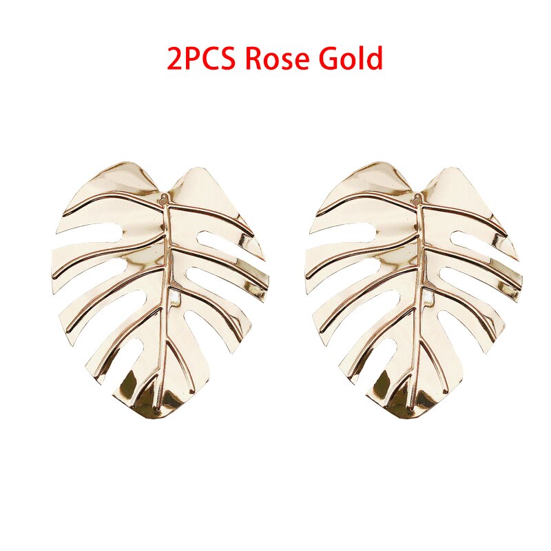 12 unids/set de servilleteros de hojas, juego de servilletas, servilleta de mesa, hebilla para boda, , celebración, Decoración de mesa de cena: 2Pcs Rose Gold