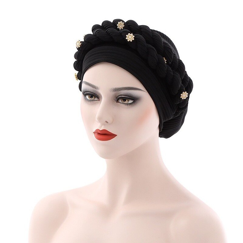 Gorros de estilo africano para mujer, turbante, autogel, musulmán, plisado, para boda mujeres musulmanas sombreros
