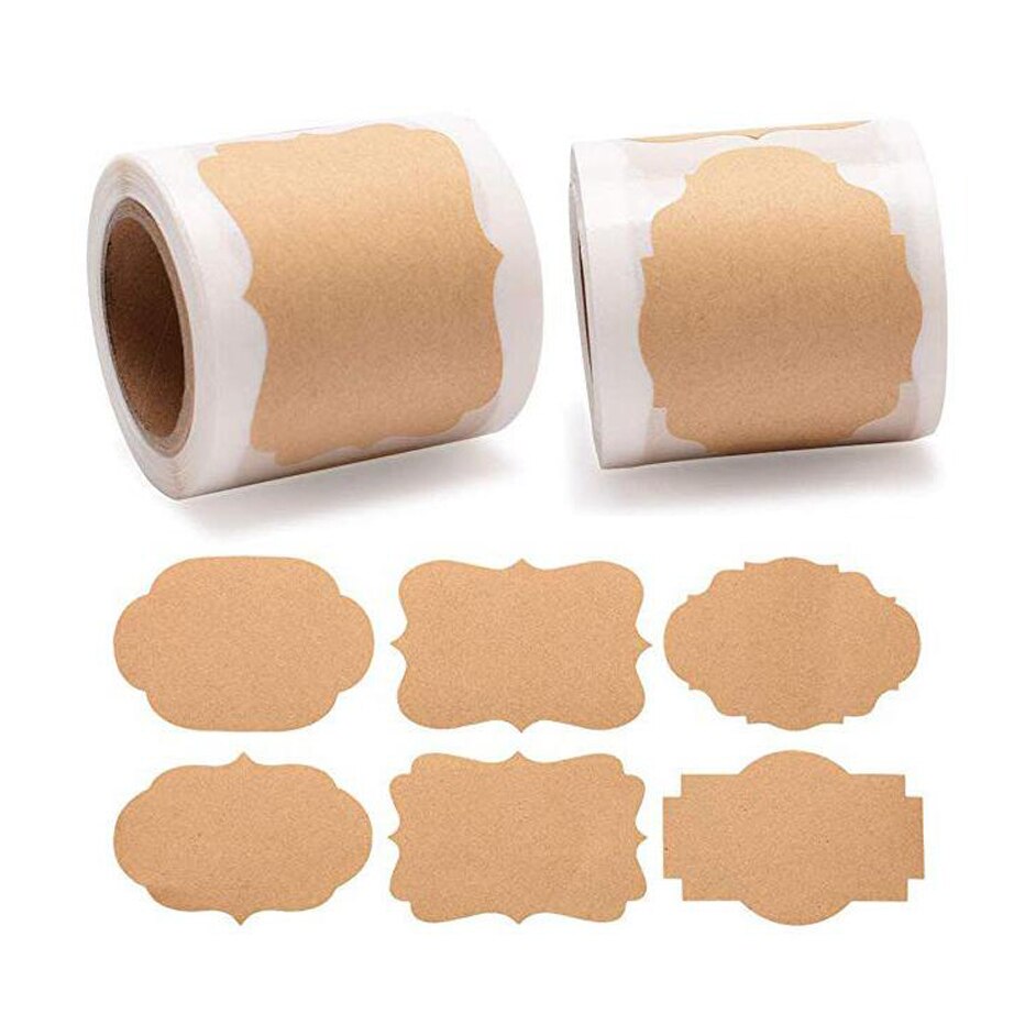 Etiquetas de de papel Kraft, etiqueta autoadhesiva para botellas, pegatinas artesanales marrones, producto: pegatinas artesanales marrones, 300 Uds.