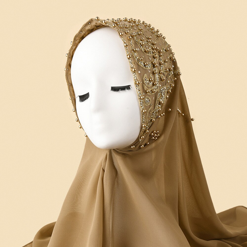 Ramadan Muslimischen Hijab Mit Strass Chiffon Schals Für Frauen Islam Kleidung Kopftücher Mit Stein Schal Damen Schleier: 10