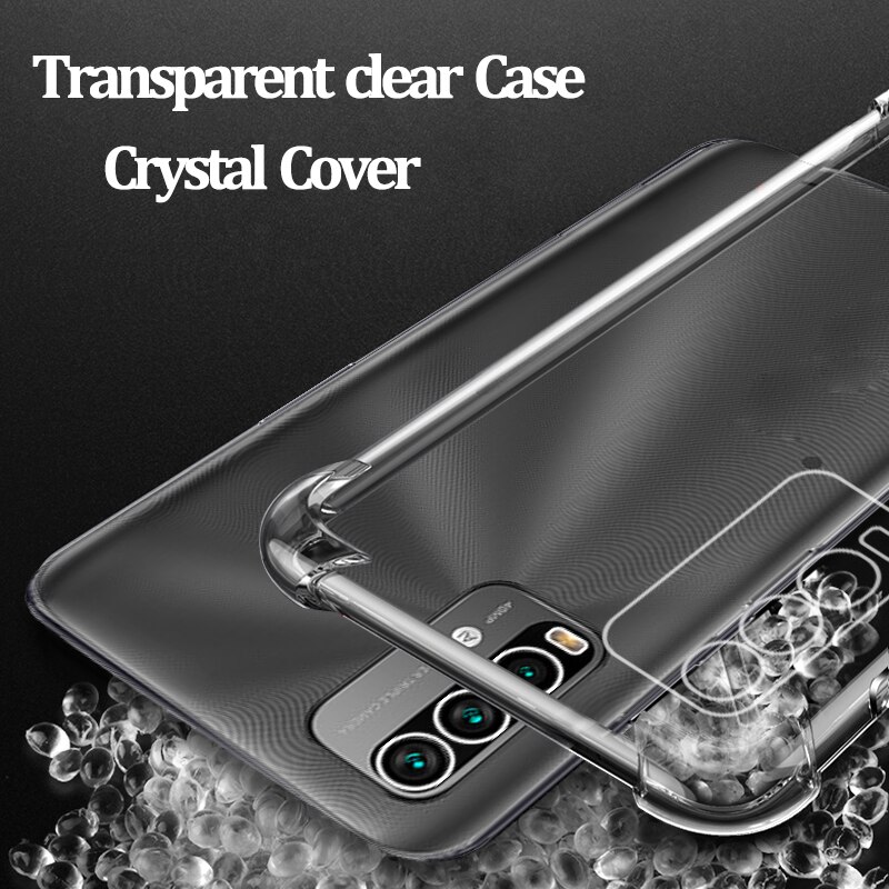 Capa, glas + Airbag Case Xiaomi Poco M 3 telefoon hoesje m3 poco Soft Clear Anti-Shock Covers Xiomi Pocco Poco M3 Cover Pocom3 telefoon Gevallen Poco M3 Case xiaomi poco m3 case
