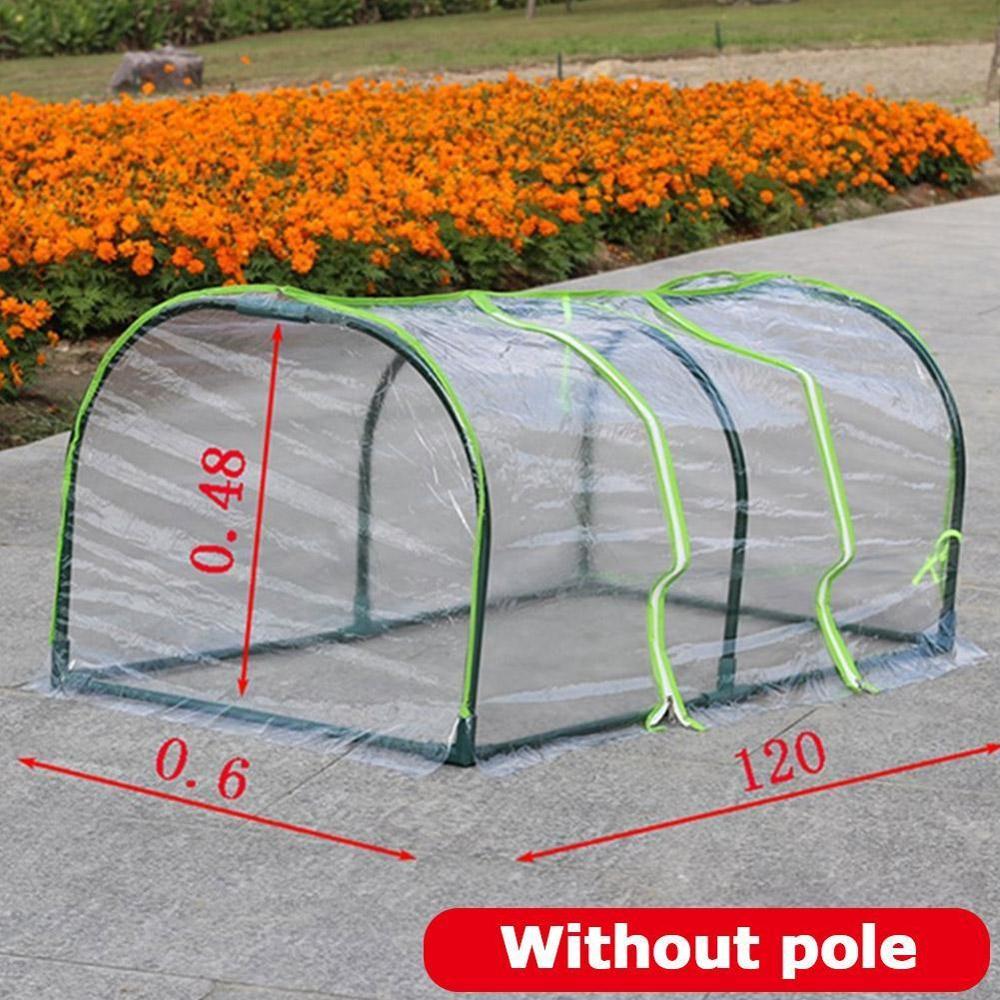 1.2M Draagbare Home Tunnel Kas Mobiele Mini Kas Kas Cover Pole Zonder Isolatie Plant Geventileerde Koude G0w9