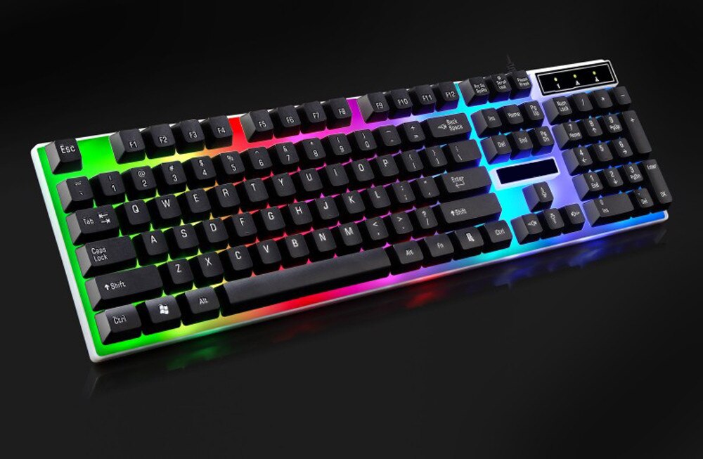 Gaming Keyboards Computer Keyboard Gamer Rainbow Backlight 104 keys USB Ergonomic Wired Keyboard for PC Laptop Games