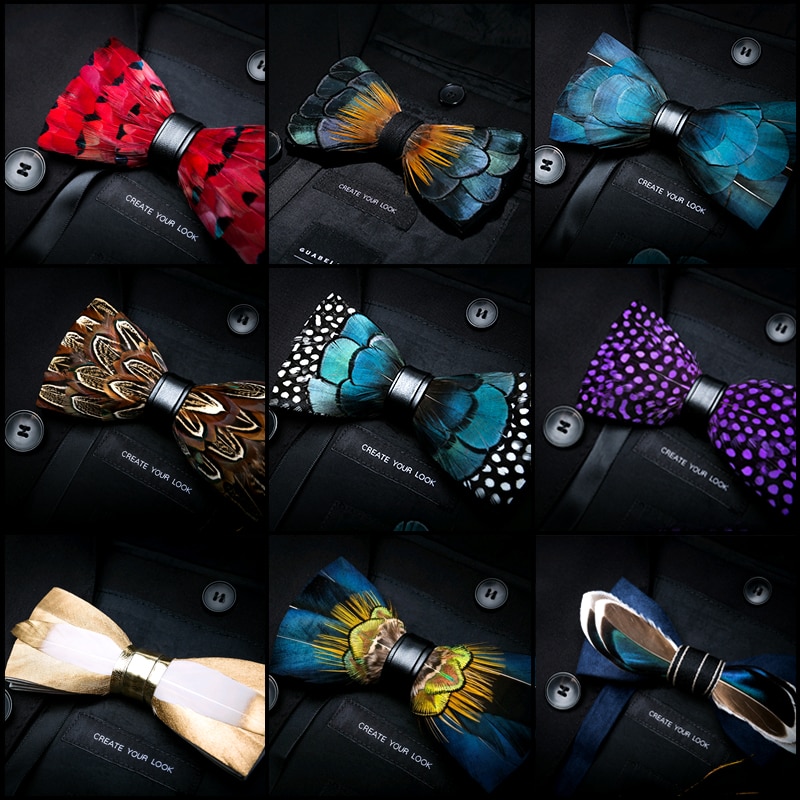 JEMYGINS Originele Italië Delicate Mode Veer Prachtige Handgemaakte Bowtie Box Set Bruidegom Bruiloft Mannen Vlinderdas