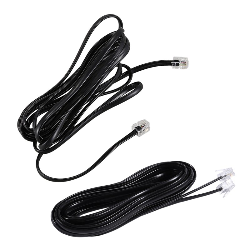 2x RJ11 6P4C Telefoon Kabel Cord Adsl Modem 5 Meter & 3 Meter