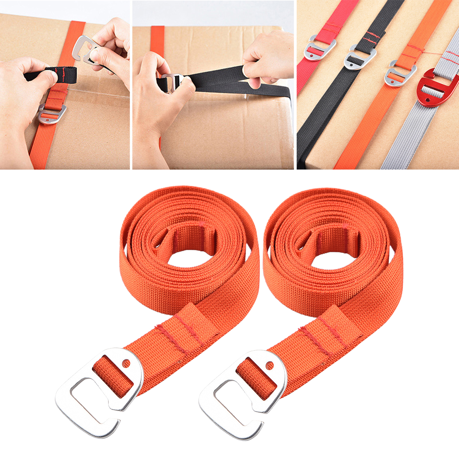Heavy Duty Luggage Straps for Suitcases Packing Belts Travel Accessories Adjustable Bag Strap with Hook Closure: Orange 2m