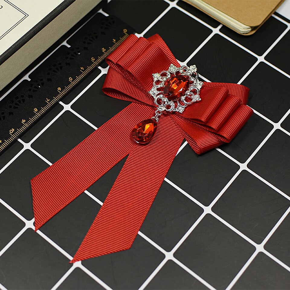 I-remiel – Broche en velours rouge, nœud papillon, col, broches, chemisier, vêtements pour femmes, accessoires, bijoux à la