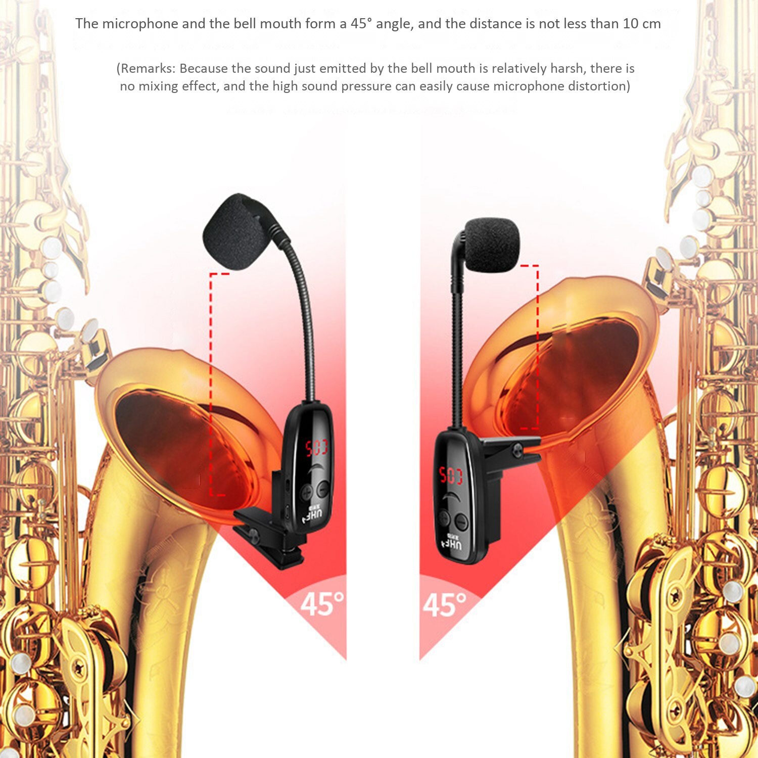 Saxofoon Muziek Draadloze Microfoon Outdoor Prestaties Uhf Draadloze Microfoon Pickup