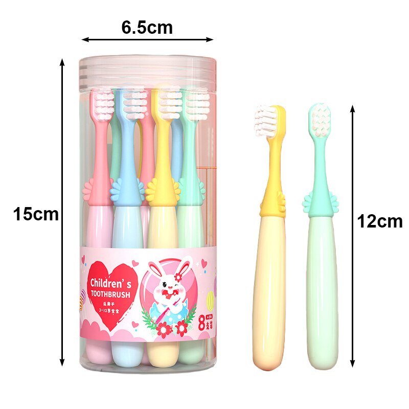 8Pcs Kinderen Gekleurde Fiber Tandenborstel Set Tandheelkundige Zorg Tanden Reinigen Kids Items Tandheelkundige Borstel Kinderen Tanden Borstel Voor 3-12Y