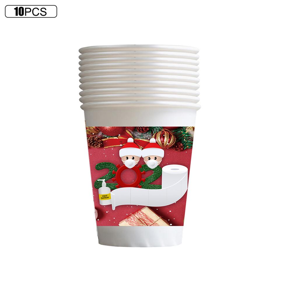 9oz Christmas Paper Cup Set Disposable Leak-proof Polyethylene Paper Coffee Cups: Blue