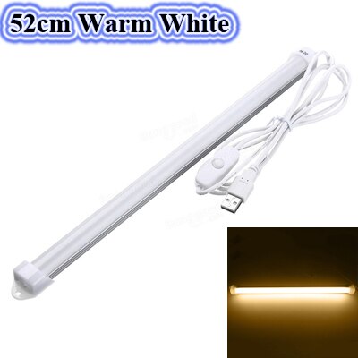 USB LED BAR Light DC 5V 5730 Bar Led52cm Aluminum Strip Light For Cabinet Closet White Warm White Study Reading Lamp With Switch: 52cm Warm White