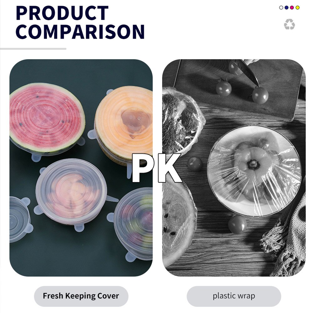 Couvercles alimentaires extensibles en Silicone, 6 pièces, bouchons élastiques universels pour aliments frais, accessoires de cuisine