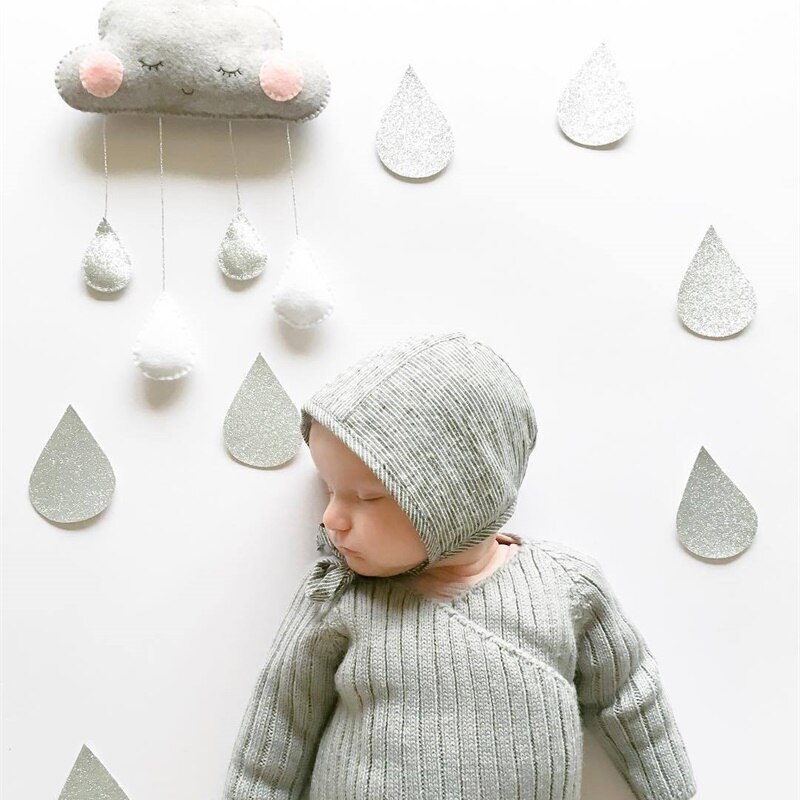 Colgante de gota de agua de nube de fieltro de viento nórdico , tienda de decoración para habitación de niños, accesorio de fotografía, colgante de pared
