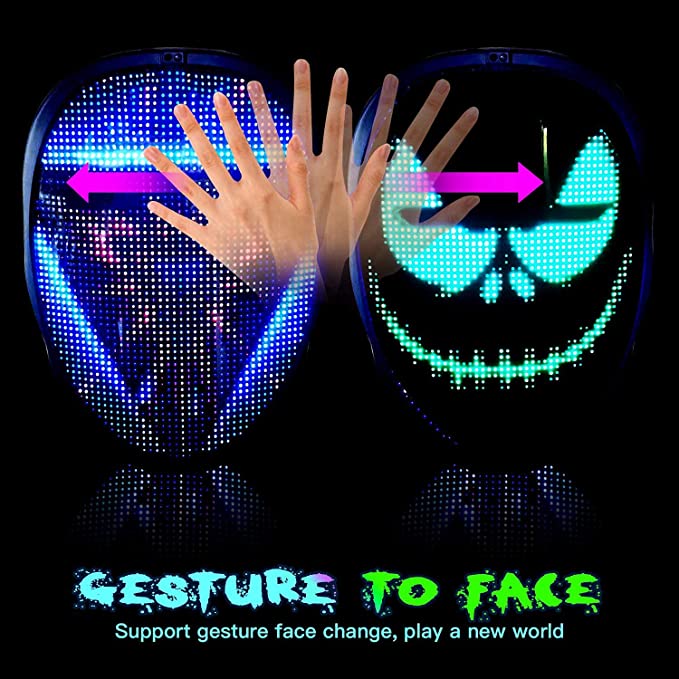 Mascarilla facial inteligente programable con luz Led, máscara con Control por aplicación, Bluetooth, RGB, para carnaval, navidad