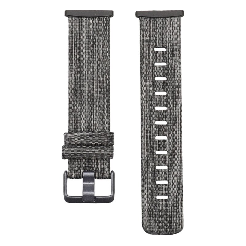 Nylonbånd til fitbit versa 3 strop lærred vævet armbånd armbånd erstatning for fitbit sense bands tilbehør kvinder mænd sl: Grå / L