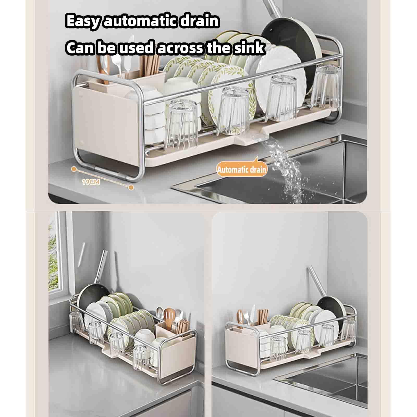 Estante para secar platos, escurridor de cuencos sobre fregadero, escurridor, organizador, cesta para fregadero de cocina, vajilla, soporte para tazas estrechas, estante