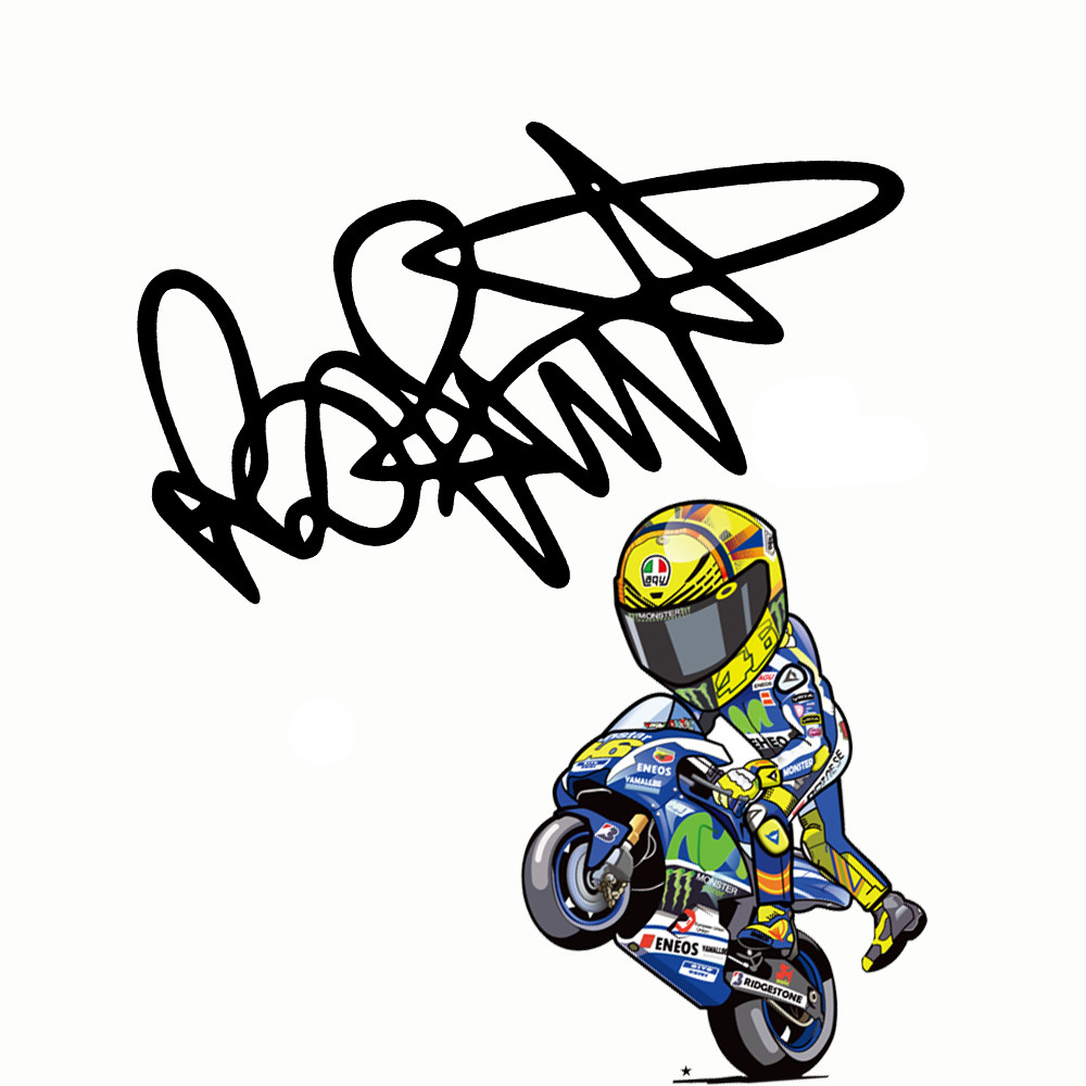 JDM 46 Rossi Signature Adesivo per moto Adesivo riflettente impermeabile Decorazione per finestra paraurti: WHITE