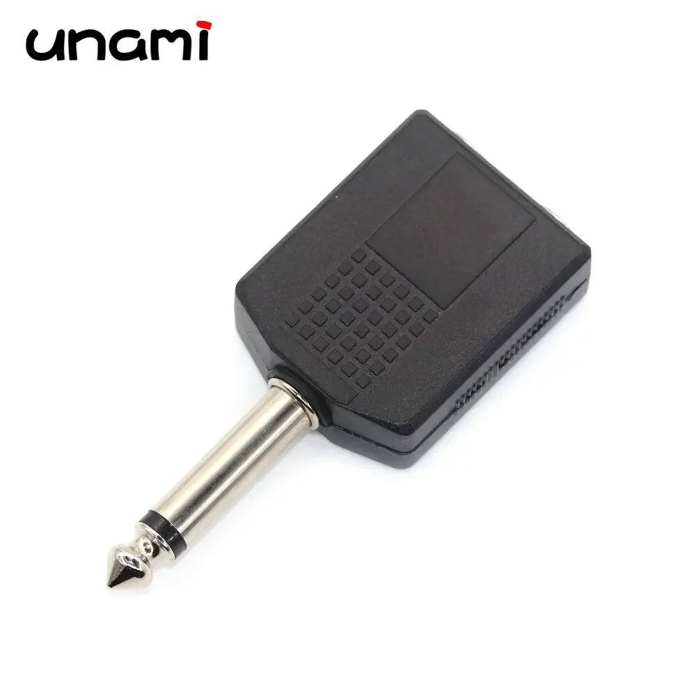 Adaptador de Audio con conector Mono de 1/4 pulgadas, conector divisor de micrófono para auriculares Mono hembra de 1/4 "y 6,35mm macho a doble 6,35 Mm