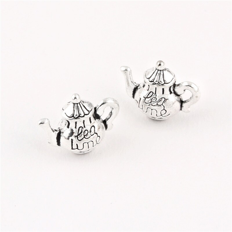 15 st silverfärgad 3d vattenkokare berlocker tekanna hänge gör metallhalsband hantverk smycken 13 x 1mm a3103