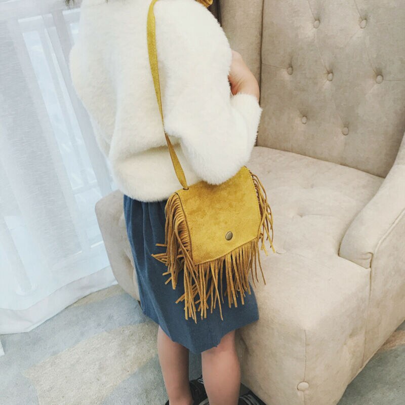 Toddler Baby Kids Girls Leopard Tassel PU Mini Shoulder Bag Children Infant Crossbody Small Coin Purse Leather Cute Bags