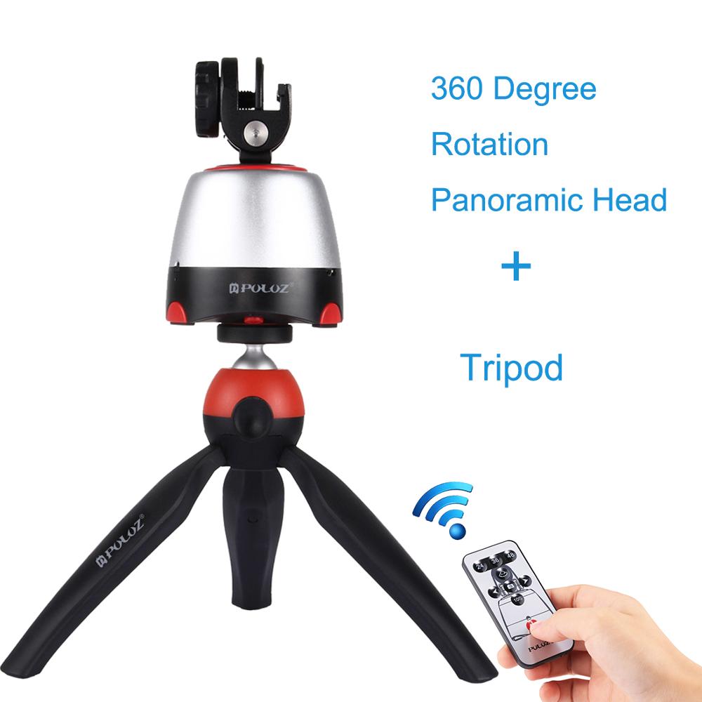 PULUZ 360 Grad Rotation Panorama Kopf Stativ Bluetooth Remote Panorama Fotografie Mit Fernbedienung Montieren Telefon Klemme: Red Tripod Head