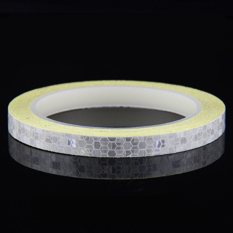 1cmx8m Bike Reflective Stickers Fluorescent MTB Bicycle Wheels Tapes Safety Warning Sticker Decoration Cycling Accessories: White
