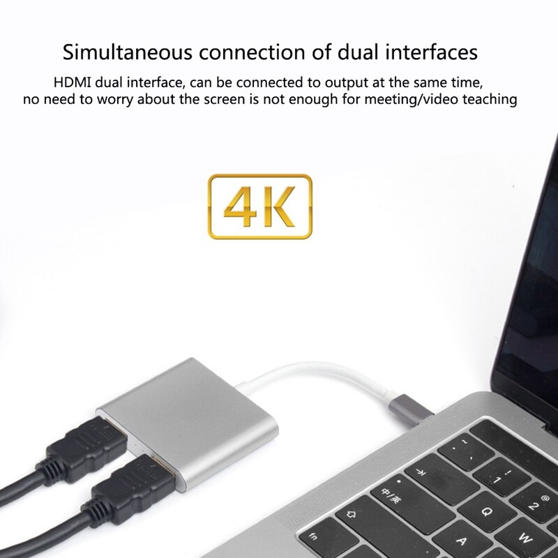 Type-C Naar Hdmi Distributeur USB3.1 Hd 4K Dual Port Gelijktijdige Weergave Type-C Vier In Een hub Assemblagelijn