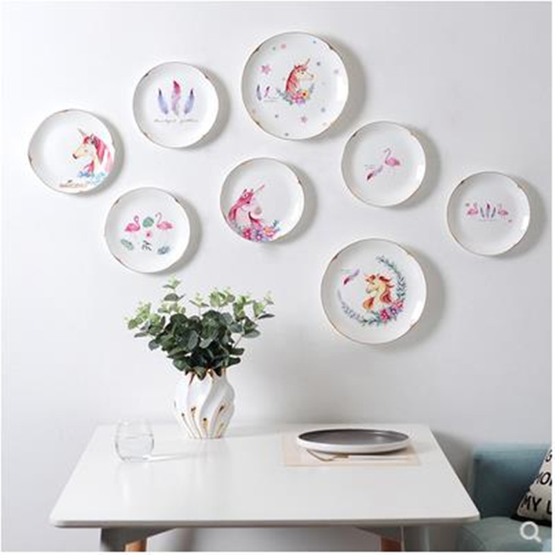 American country ceramic plate pendant, home restaurant, bar and hotel wall decoration crafts, animal pattern artwork