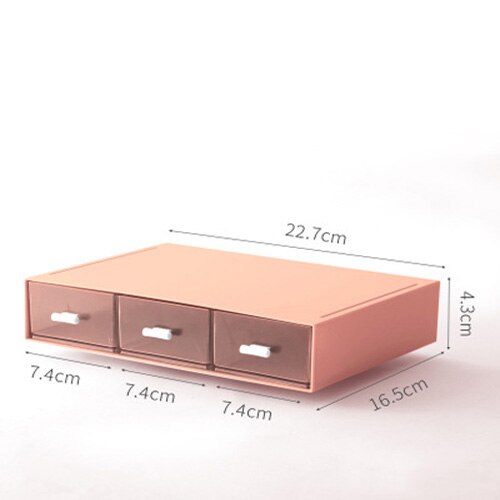 Empilable grande capacité boîte de rangement cosmétique maquillage tiroir organisateur bijoux maquillage conteneur bureau articles divers boîte de rangement: Pink-C