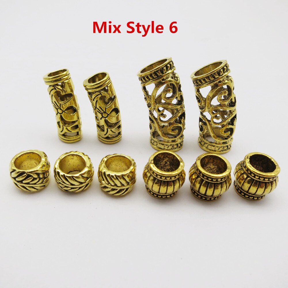 Runas vikingas trenzadas para el cabello, anillos de cuentas, accesorios para manualidades, 10 unids/paquete: 10pcs Mix Style 6