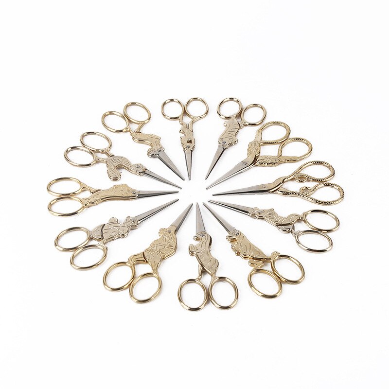Forbici da cucito per modellismo zodiacale cinese forbici da ricamo Vintage ▾ strumenti per cucire forbici decorativo dorate in acciaio inossidabile