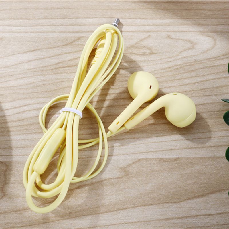 Sport Earphone Wired Super Bass 3.5mm Earphone Earbud with Built-in Microphone Hands Free: YELLOW