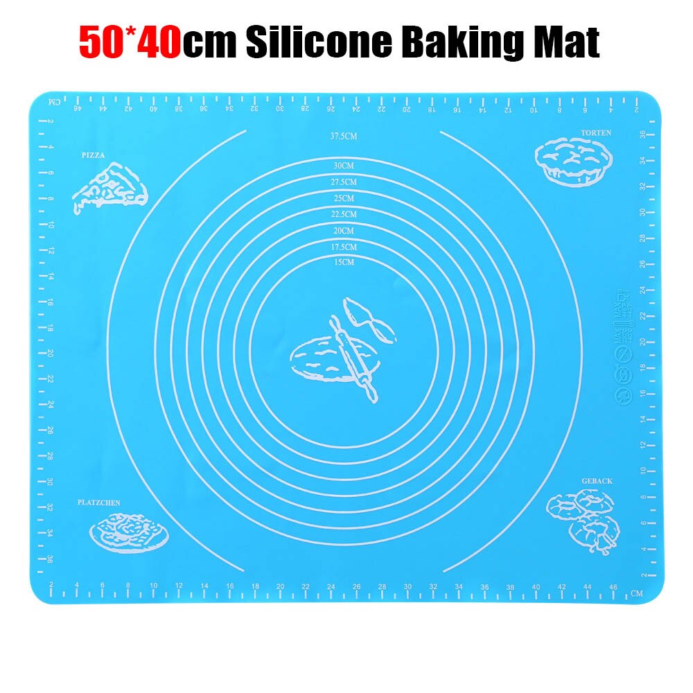 50x40cm non-stick Siliconen Bakken Mat Deeg Mat Siliconen Mat voor Oven voor Cookies Fondant Gebak keuken Bakvormen Koken Gereedschap: Blauw