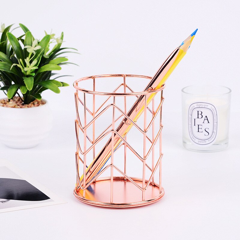 Soporte nórdico para bolígrafos, contenedor para lápices, bote de Metal para brochas, organizador de herramientas de maquillaje, almacenamiento, accesorios de papelería para oficina