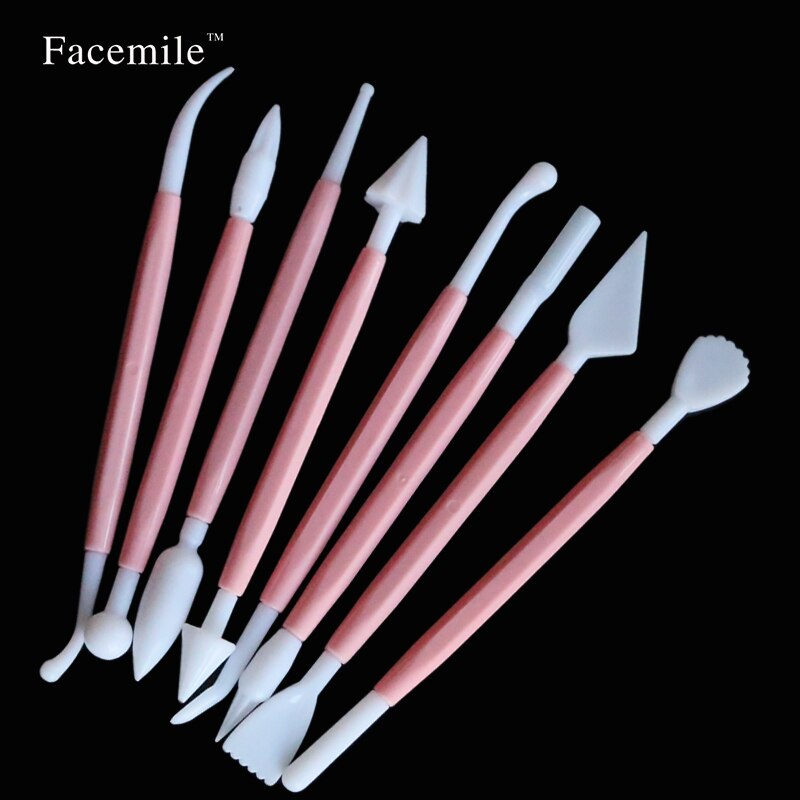 Juego de Herramientas de modelado de pasta de goma para Fondant, cortador de modelado de azúcar doble, escultura rosa, molde de arcilla polimérica Fimo, 8 Uds.