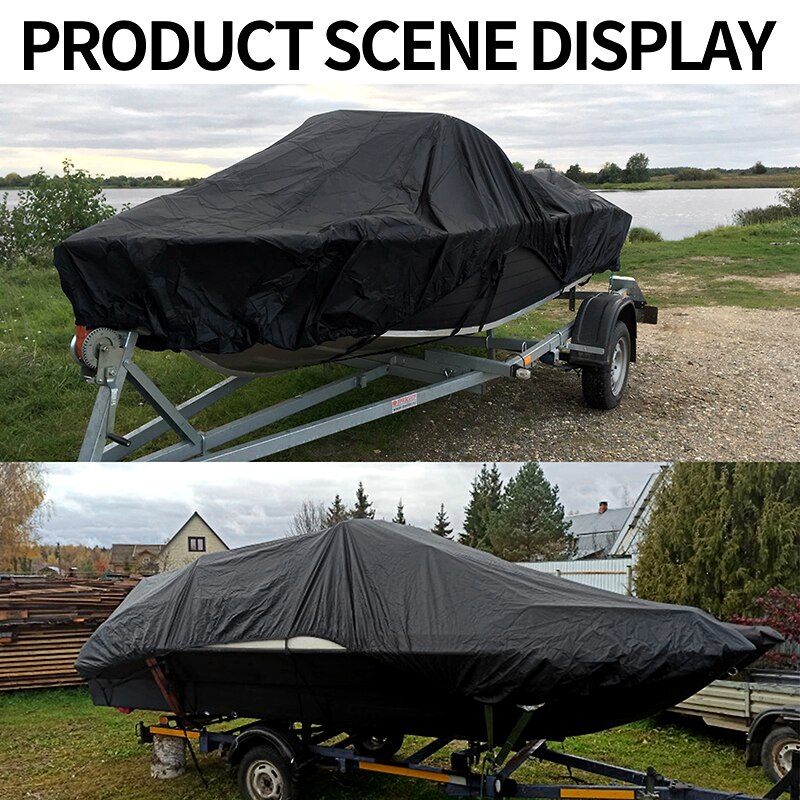 Yacht båd cover 11- 22ft barco båd cover anti-uv vandtæt heavy duty 210d marine trailerable canvas båd tilbehør