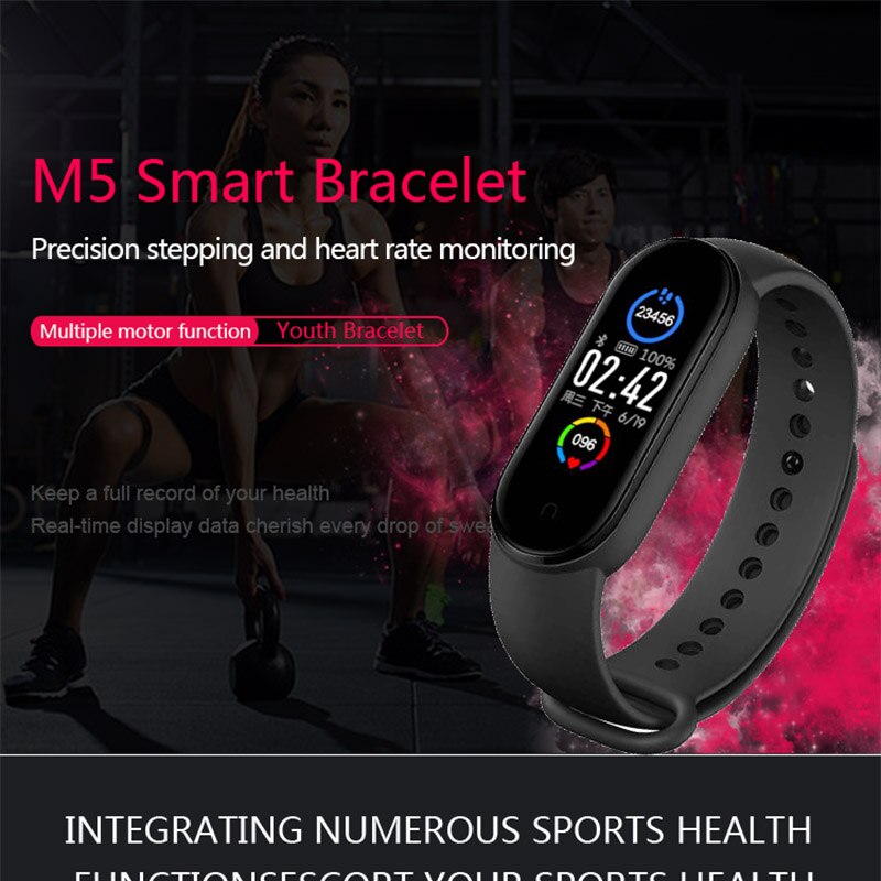 M5 Orologi Smart Braccialetto Bluetooth Della Vigilanza di Sport Fitness Tracker Contapassi Monitor di Frequenza Cardiaca SmartBand Braccialetto Per Android IOS